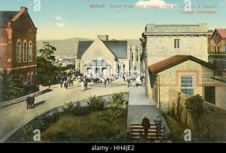 Ingresso e cappella del Collegio protestante siriano, Beirut Foto Stock