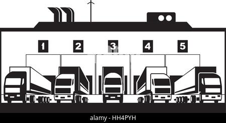 Camion carico di merci dal magazzino - illustrazione vettoriale Illustrazione Vettoriale