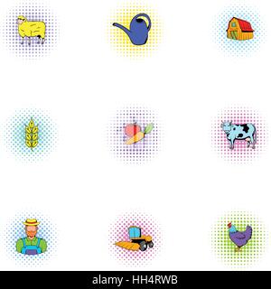 Da cortile set di icone, pop-art style Illustrazione Vettoriale