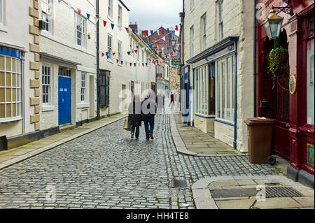 Hexam in Northumberland strade acciottolate Foto Stock