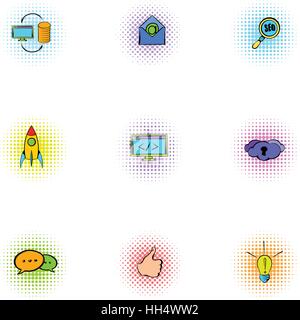 Ottimizzazione SEO set di icone, pop-art style Illustrazione Vettoriale