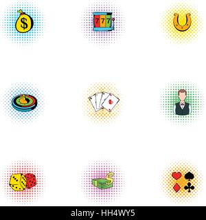 Casino di set di icone, pop-art style Illustrazione Vettoriale