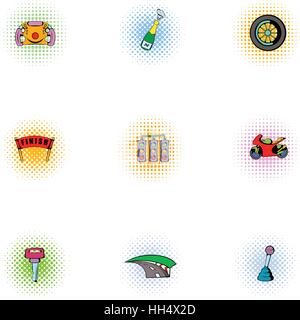 Associazione di piloti di set di icone, pop-art style Illustrazione Vettoriale