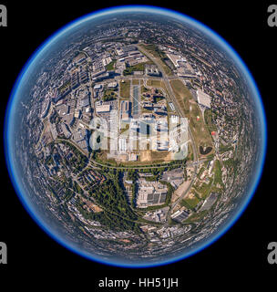 Immagini fisheye, Essen city, città con il Duomo e la Filarmonica e il Municipio e la stazione centrale di Essen, la zona della Ruhr, Foto Stock