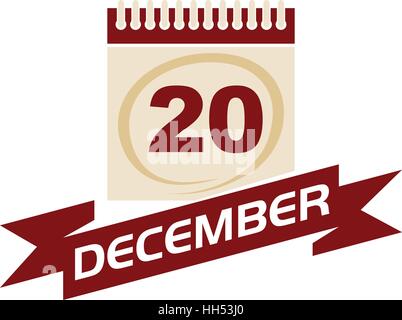 20 dicembre del calendario con nastro Illustrazione Vettoriale