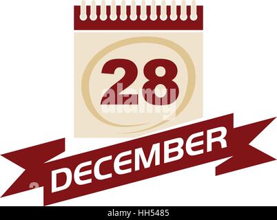 28 dicembre del calendario con nastro Illustrazione Vettoriale