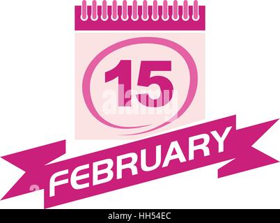 Il 15 febbraio il calendario con nastro Illustrazione Vettoriale