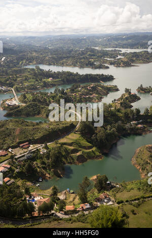 Vista aerea del lago Guatape Foto Stock