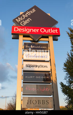 Ingresso segno a Swindon Designer Outlet, Swindon, Wiltshire, Inghilterra, Regno Unito Foto Stock