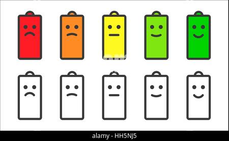 Indicatore della batteria icone smiley Illustrazione Vettoriale