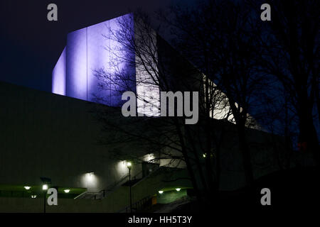 Edificio della Finlandia Hall architetto Alvar Aalto a Helsinki di notte Foto Stock