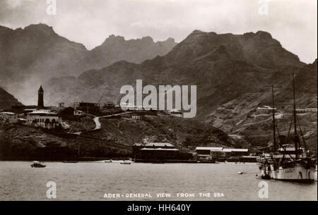 Vista dal mare, Steamer Point, Aden Foto Stock