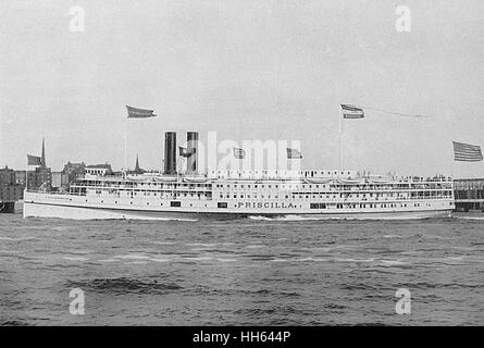Vaporiera Priscilla of the Fall River Line, Massachusetts, USA Foto Stock