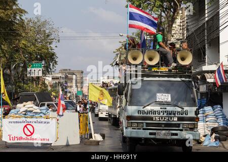 Bangkok, Tailandia - 19 febbraio 2014 agricoltori tailandesi protesta contro le politiche del governo. Foto Stock