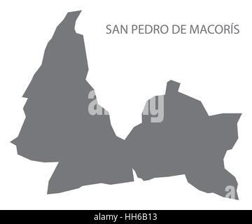 San Pedro de Macoris Repubblica Dominicana mappa in grigio Illustrazione Vettoriale