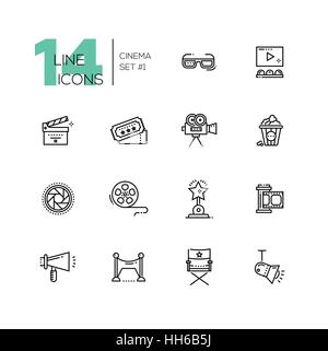 Cinema e film linea di set di icone Illustrazione Vettoriale