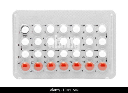 Le pillole contraccettive isolato Foto Stock