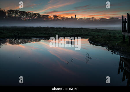 Sunset over Seaton Park, Aberdeen Foto Stock