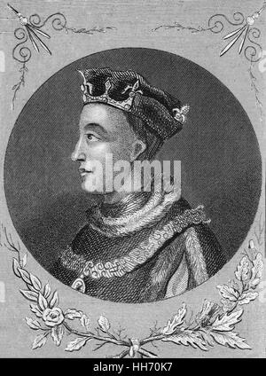 Enrico V (1386 - 1422) era il re d'Inghilterra dal 1413 fino alla sua morte, all'età di 36 nel 1422. Egli fu il secondo monarca inglese che è venuto dalla casa di Lancaster. Foto Stock