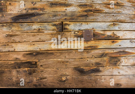 Frammento di legno vecchio scafo di imbarcazione Foto Stock