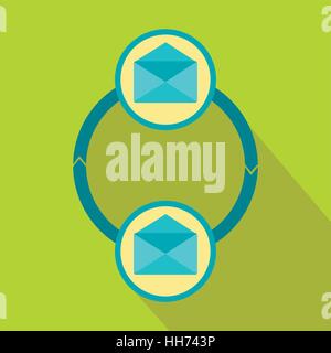 Messaggi di sincronizzazione icona, stile piatto Illustrazione Vettoriale