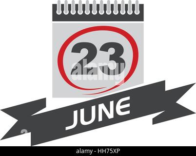 23 Giugno il calendario con nastro Illustrazione Vettoriale