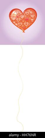 Aria. a palloncino a forma di cuore con ricci bianco cuori. San Valentino s giorno. isolata su uno sfondo blu. illustrazione. Utilizzare lo smart phone, veli Illustrazione Vettoriale