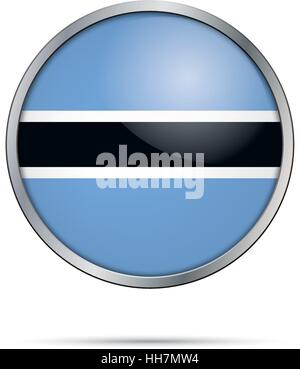 Vettore di bandiera Botswanan pulsante. Bandiera del Botswana pulsante di vetro stile con telaio di metallo. Illustrazione Vettoriale