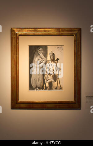 Londra, Regno Unito. Il 17 gennaio 2017. Donna in piedi e seduta donna (1939) di Pablo Picasso sul display (al prezzo di £350.000) in una vista della stampante prima dell'apertura dell'arte mostra rivoluzionari (una raccolta di pezzi ispirati al Padiglione spagnolo al 1937 Esposizione di Parigi, tra cui opere di Picasso e Miro) al Mayoral gallery 6 Duca St, Londra, 18 gennaio-10 febbraio 2017 Credit: Roger Garfield/Alamy Live News Foto Stock