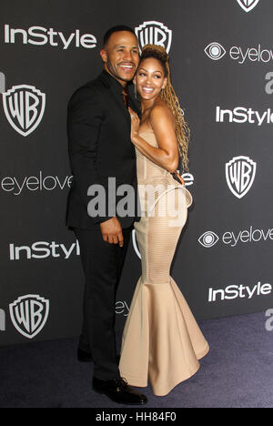 Los Angeles, CA, Stati Uniti d'America. 8 Gen, 2017. 8 gennaio 2017 - Los Angeles, California - Meagan buon con mio marito DeVon Franklin. InStyle & Warner Bros Foto Golden Globes After Party 2017 tenutosi presso il Beverly Hilton Hotel. Photo credit: AdMedia Credito: AdMedia/ZUMA filo/Alamy Live News Foto Stock