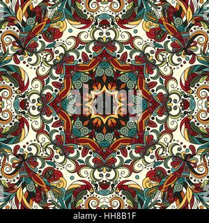 Vettore astratto di decorazione floreale etnico colorato modello senza giunture Illustrazione Vettoriale