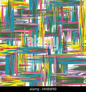 Vector seamless pattern. Sfondo astratto con tratti di pennello. Disegnata a mano la texture in rosa giallo blu Illustrazione Vettoriale