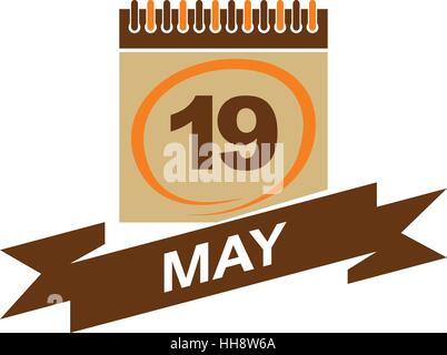 19 maggio calendario con nastro Illustrazione Vettoriale