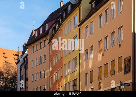 Tipiche Case tedesche nella città vecchia. Norimberga, Baviera, Germania Foto Stock