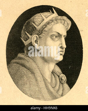 Antique c1840 incisione, Nero. Nero (37 Annuncio-68 AD) era imperatore romano da 54 a 68 e l' ultimo della dinastia Julio-Claudian. Fonte: incisione originale. Foto Stock