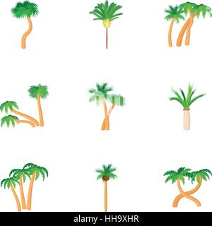 Palm Tree set di icone, stile cartoon Illustrazione Vettoriale