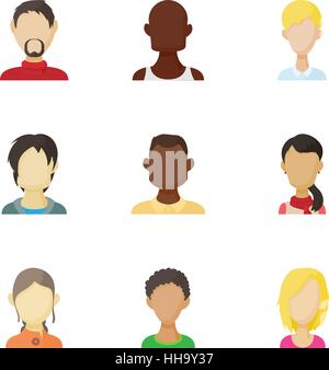 Avatar persone set di icone, stile cartoon Illustrazione Vettoriale