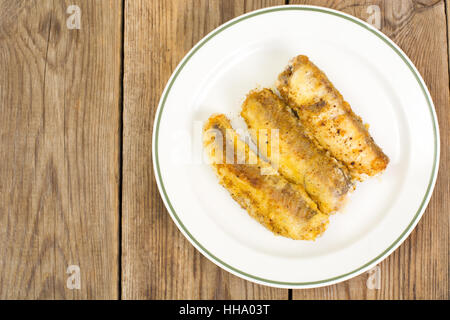 Pesce fritto nel pangrattato Foto Stock