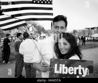 Una manifestazione pacifica al Rally di immigrazione tenutasi a Washington DC il 4.10.2006 Foto Stock