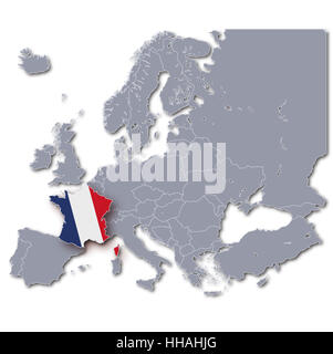 Mappa europa francia Foto Stock