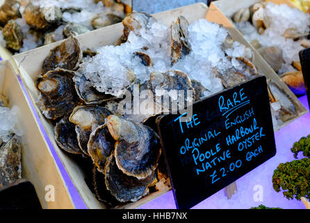 poole porto ostriche native, mercato del quartiere, londra. inghilterra Foto Stock