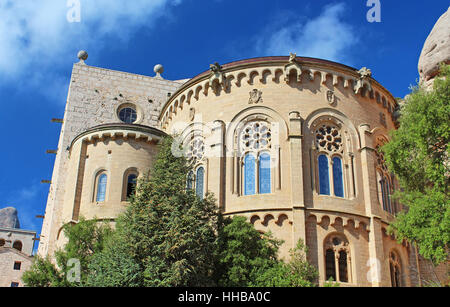 Monastero di Montserrat è una splendida abbazia benedettina di alta montagna vicino a Barcelona, Spagna Foto Stock