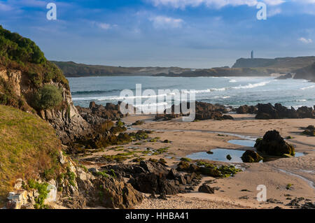 Spiaggia di fiume, Meiras - Valdoviño, La Coruña provincia, regione della Galizia, Spagna, Europa Foto Stock