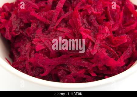 Grattugiato fresco Insalata di barbabietole Closeup. Foto Stock