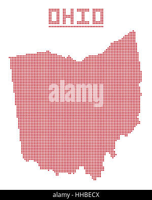 Una mappa di punti di Ohio state isolate su uno sfondo bianco Foto Stock