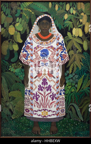 La pittura le donne indiane da Oaxaca (1928) dal pittore messicano Ramon Cano Manilla esposti nella mostra dedicata all'arte messicana dal 1900 al 1950 nel Grand Palais di Parigi, Francia. Il dipinto della collezione del Museo de Arte Moderno (Museo di Arte Moderna) in Città del Messico è uno dei punti salienti della mostra. La mostra viene eseguito in fino al 23 gennaio 2017. Foto Stock