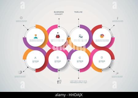 Vettore modelli infographics con 3D carta etichetta, ambienti integrati con le frecce e le linee dello sfondo. Spazio vuoto per il contenuto, business, una infografica Illustrazione Vettoriale
