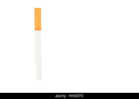 In prossimità di una sigaretta perniciosa contro uno sfondo bianco Foto Stock