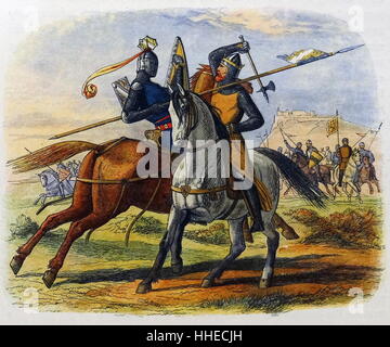 Robert Bruce (1274-1329), re di Scozia, uccidendo Henry de Bohlen nella Battaglia di Bannockburn 1314 Foto Stock