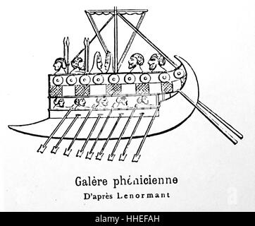 Illustrazione di una vasca a forma di cucina fenicia. Datata VII secolo A.C. Foto Stock